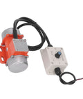 30W Brushless DC Vibration Motor with 4000 RPM, aluminum housing, shown with speed controller. Perfect for concrete vibration tasks.