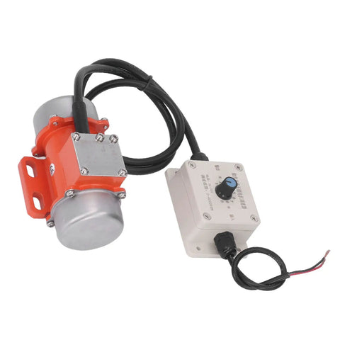 30W Brushless DC Vibration Motor with 4000 RPM, aluminum housing, shown with speed controller. Perfect for concrete vibration tasks.