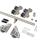 Sliding Library Ladder Track Hardware Kit With Floor Roller Wheels For Home Loft Indoor Barn Door System, Stainless Steel Round Tube