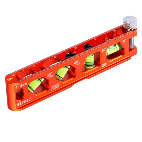 Magnetic Torpedo Level With Four Vials For Quick Readings, High Viz Orange, Aluminum Alloy Build, 6 Inch Design