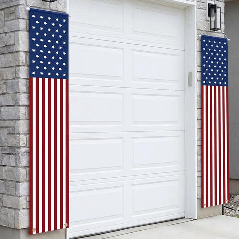 Pair Of Must Have Patriotic Porch Banners For 4th Of July And All American Holidays Outdoor Indoor Red White And Blue American Flag Decor