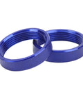 Heavy Duty Router Guide Bushing Set Packed With Eight Sturdy Aluminum Bushings And Two Tight Lock Nuts, blue metal lock nuts.
