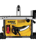 Badass Cordless Table Saw With 8 Inch Blade And 24 Inch Rip Capacity Featuring Flexvolt Auto Voltage Switching Battery Power And Precision Rack Pinion Fence Setup For Serious Shop Projects And Daily Grinds, showing yellow and black steel design.