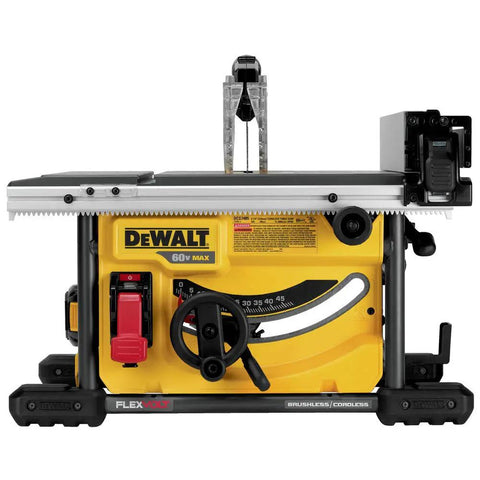 Badass Cordless Table Saw With 8 Inch Blade And 24 Inch Rip Capacity Featuring Flexvolt Auto Voltage Switching Battery Power And Precision Rack Pinion Fence Setup For Serious Shop Projects And Daily Grinds, showing yellow and black steel design.