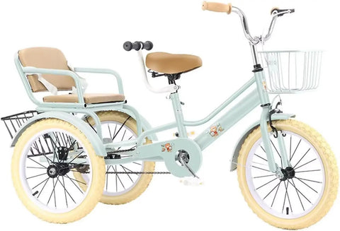 Outdoor Cruiser Tricycle For Travel And Fun Ride Ready Three Wheel Pedal Trike With Pneumatic Tires in Light Green, side view