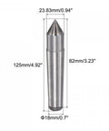 MT3 Carbide Tipped Lathe Dead Center 60 Degree Morse Taper 3MT for Woodworking and Woodturning with dimensions