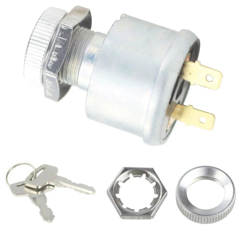 Ignition Switch With Key Two Terminals Carabiner Replacement Part 17421G1 for Electric Golf Carts and Utility Vehicles