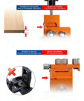 Double Hole Punch Locator Drill Positioning Jig with adjustable clamp, used for woodworking and furniture assembly, in aluminum alloy.