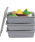 Stacked Three Pack Commercial Bus Tubs With Lids 13 Liter Meat Tubs Food Grade PP Heavy Duty Stackable Dustproof Containers with lettuce inside