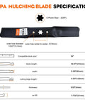 3-Pack High Lift Mower Blades 6-Point Star Set For Cub Cadet ZT1 54 Inch Cutting Deck Lawn Mower, specifications diagram