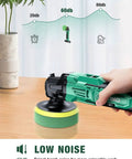 Cordless Car Polisher Kit With 20V Power, 6 Variable Speeds Up To 3634 RPM, green polisher in use, noise level comparison chart