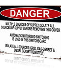 12 By 8 Inch Aluminum Danger Sign For Multiple Power Supply Warning Rugged Built Tough Metal Plaque With Bold Color Graphics For Indoor Outdoor Use Ideal Electrical Safety Message On Industrial Installations.