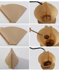 Rock Solid Pack Of Unbleached Number Four Cone Coffee Filter Papers 200 Count preparation steps for brewing coffee.