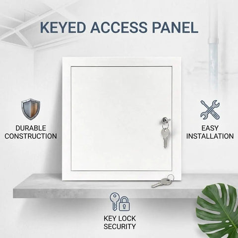 Heavy Duty Aluminum Access Panel For Drywall With Key Lock displayed with key lock security and easy installation features.