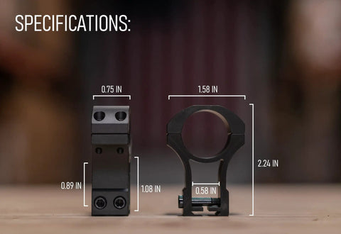 11mm Dovetail Scope Rings For Air Rifles And Pistols 1 Inch Diameter 1.50 Inch Center Height dimensions shown