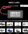 Heavy Duty 14.6V 4A LiFePO4 Smart Battery Charger And Maintainer Featuring Led Readouts And Sae Connectors For Cars Golf Carts Drones And Boats Etl Certified No Fuss Zero Volt Recovery Rig with SAE quick disconnect connector.
