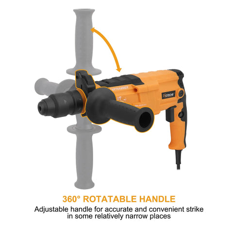 3 In 1 Rotary Hammer Drill With SDS Plus 1 Inch Chuck 800 Watt Corded Demolition Hammer For Concrete Variable Speed with 360° handle