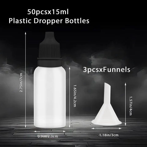 Top Shelf Real Deal 50 Pack Thin Tip Dropper Bottles 15Ml Black Plastic Squeeze Vials With Secure Screw Caps And Nifty Small Funnels Easy To Use For Mixing Herbs Oils Travel
