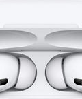 Noise Cancelling True Wireless Earbuds With Transparency Mode in white case, angled view showing silicone tips and charging area