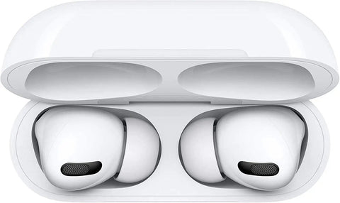 Noise Cancelling True Wireless Earbuds With Transparency Mode in white case, angled view showing silicone tips and charging area