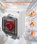 Box Type Emergency Stop Button Waterproof Shut Off Switch with 1NO 1NC Contacts, IP67 660V 10A, industrial use