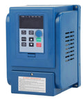 Rugged 4KW Variable Frequency Drive VFD Inverter For Three Phase 380V Systems, Beefy Torque Spindle Motor Speed Controller With Wide Range, Anti Trip, Dust Resistant, Industrial Grade blue control panel