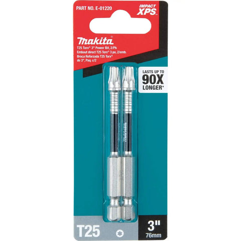 Impact XPS T25 Torx 3 Inch Power Bit 2 Pack in retail packaging