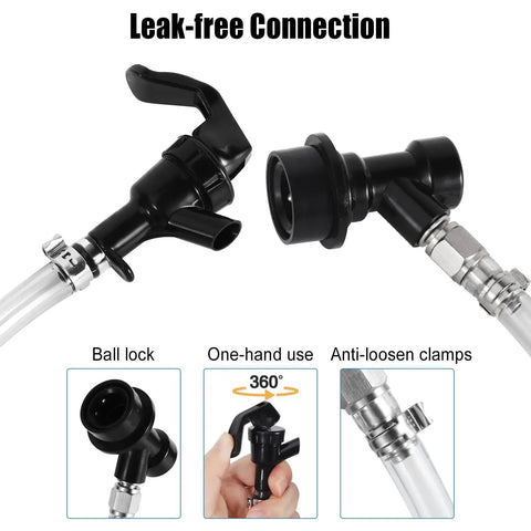 3 Foot Ball Lock Beer Line Kit For Corny Keg With Quick Disconnect Picnic Tap Faucet And Cornelius Beer Tube Leak Resistant PVC