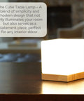 Square Glass Desk Lamp Cube LED Light With Warm 2700K Lit Glow 6W Bulb For Reading Bedside Nightstand Accent Cozy Mini Bookshelf