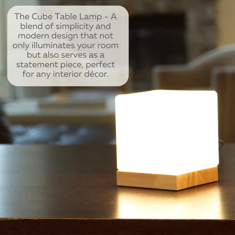 Square Glass Desk Lamp Cube LED Light With Warm 2700K Lit Glow 6W Bulb For Reading Bedside Nightstand Accent Cozy Mini Bookshelf