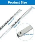 Size diagram of 12 Inch Narrow Drawer Slides Two Way Ball Bearing Slim Metal Drawer Rails with measurements in inches and mm