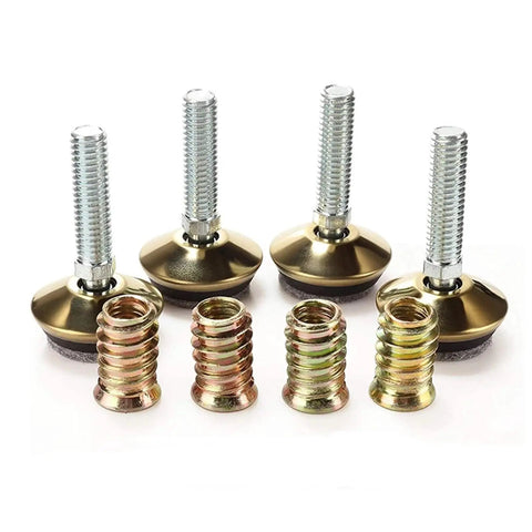 Swivel Furniture Levelers Set Of 4 Adjustable Leveling Feet For Tables Chairs Cabinets, fully threaded M8 and M10, rust resistant