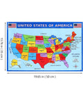 World Map Poster Set 2-Pack For Classroom And Home Learning, 19.68 By 13.77 Inches, USA map, colorful educational chart, kid-friendly