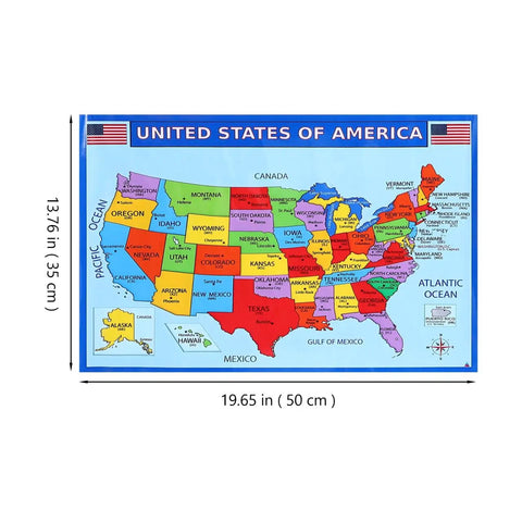World Map Poster Set 2-Pack For Classroom And Home Learning, 19.68 By 13.77 Inches, USA map, colorful educational chart, kid-friendly