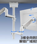 Heavy Duty Monitor Arm Mount With Desk Clamp No Drill Setup Quick Release Design showing a sleek installation with smooth height adjustments.