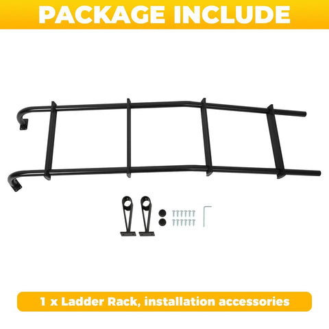 Universal Van Ladder 51 Inch Beefy Heavy Duty Aluminum Hook Over Ladder Rack For Ford E Series Chevy GMC Full Size Vans 1997 2024 Supports 300 Lb Capacity Rust Resistant And Easy Install with mounting accessories