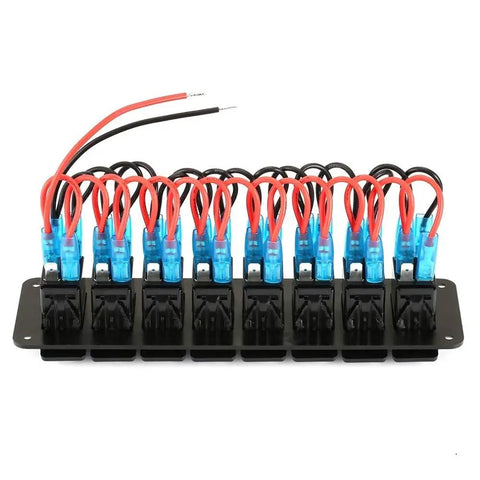 8 Gang 5 Pin On Off Waterproof Rocker Switch Panel For Boats Cars RVs And Trailers Aluminum Marine Grade Panel 12V 24V DC