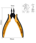 5 Pack Flush Cutters For Wire And Cable Cutting With Soft Grip Anti Slip Handles Ultra Sharp Heat Treated Carbon Steel Side Cutters Internal Spring Copper Wire Up To 16 Gauge Heavy Duty Beast Snips Set In Yellow And Black shown with dimensions