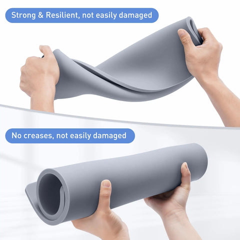 Hands holding flexible Beefy Silicone Heat Press Mat 16x20 Inch Heavy Duty Double Sided Pad For HTV Heat Transfer Vinyl, 0.34 Inch Thick