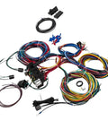 Universal 12V Wiring Harness And Fuse Kit With 21 Pre Terminated Circuits And 17 ATO Fuses Plug Connector, Color Coded Wires