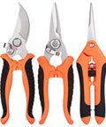 3 Pack Garden Shears Set Stainless Steel Pruning Scissors For Gardening Flowers Fruits And Trees With Ergonomic One Hand Handles