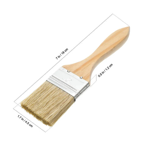30 Piece Thick Wood Handle Paint Brush Set With 2 Inch Bristles For Stains Varnish And Oil On Walls Fences And Wood Decks Ergonomic Short Handle Great For Diy Home Improvement Projects single brush dimensions shown
