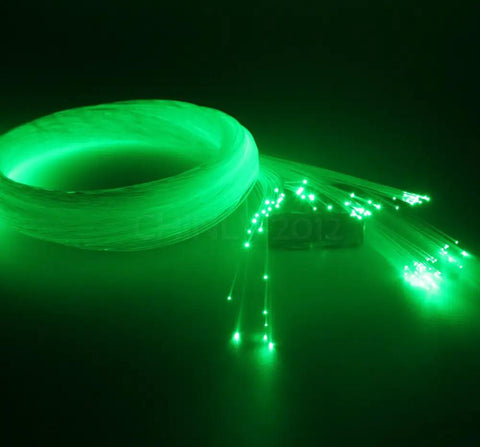 End Glow PMMA Optical Fiber Light Cable 1.0mm Diameter 4921ft Roll 1500m For LED Fiber Optic Star Ceiling Lighting glowing green.