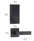 Keyless Touchscreen Deadbolt Lock With Passage Lever Matte Black Finish, dimensions, ANSI Grade 3 security