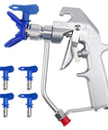 Top Shelf Airless Paint Spray Gun With Reversible 517 Nozzle Tip, 5000 Psi Heavy Duty Workhorse For Smooth Wall Coats, Compatible Zt Series, complete with additional nozzles.