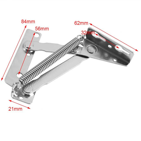Beefy Heavy Duty 80 Degree Spring Hinge in stainless steel with measurements for cabinets and doors, featuring a silent hydraulic buffer.