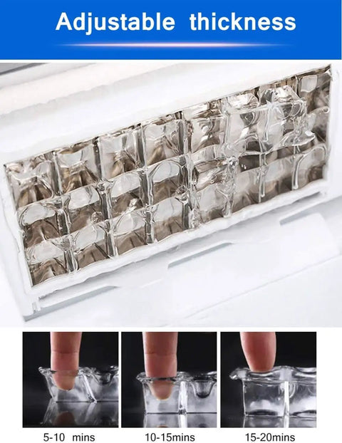 Adjustable thickness display for Portable Countertop Ice Maker Cranks Out 55 Pounds Of Fast Freezing Cubes In 24 Hours.
