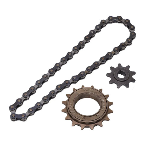 Beefy Mountain Bike Chain Kit With 16 Tooth Sprocket 9 Tooth Gear And 38 Link Chain For Simple Bike Modifications And Conversions Built From Steel
