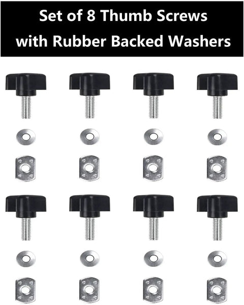 Tool Free Quick Removal Hard Top Bolts For Jeep Wrangler CJ YJ TJ JK Unlimited Sahara Rubicon Pack Of 8 Thumb Screws shown with washers