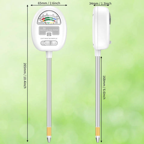 Dimensions of 4 In 1 Soil Tester Meter For Gardening And Lawn Care, Checks Moisture, Light, Nutrients, And pH With No Batteries Required